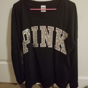 Black long sleeve sequin top